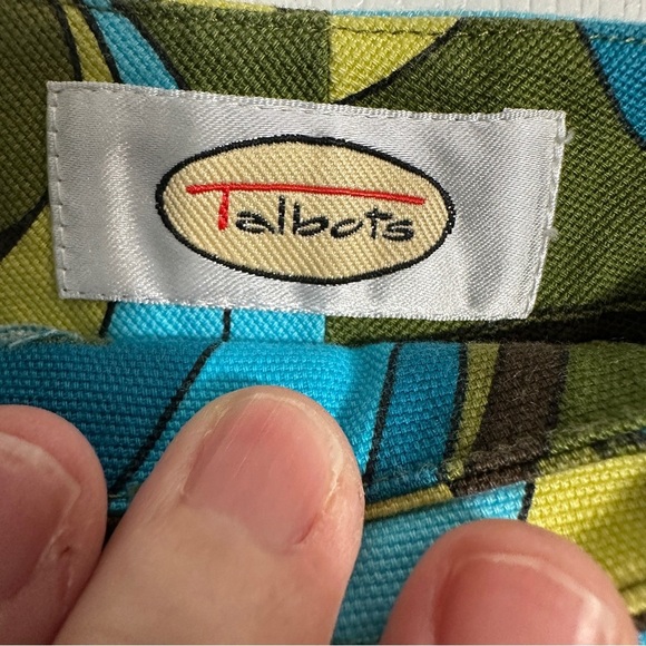 Talbots size 14 capris, bold swirl print, cotton blend, stretch, 60s vibe - Picture 4 of 10